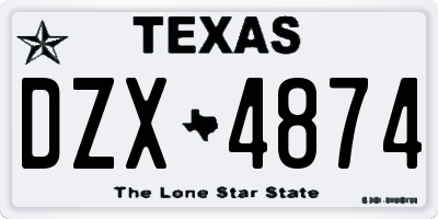 TX license plate DZX4874
