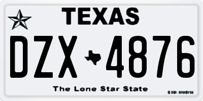 TX license plate DZX4876