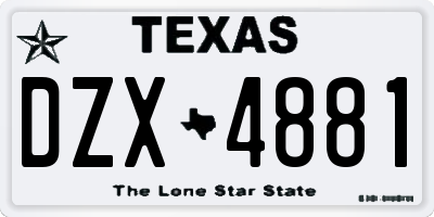 TX license plate DZX4881