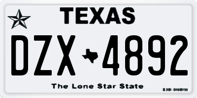 TX license plate DZX4892