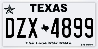 TX license plate DZX4899