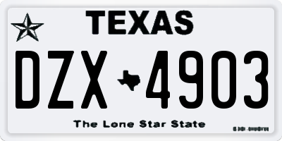 TX license plate DZX4903