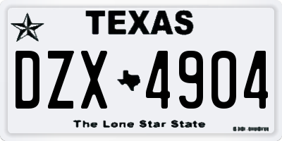 TX license plate DZX4904