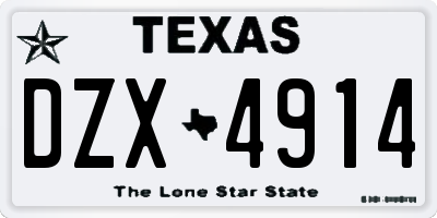 TX license plate DZX4914