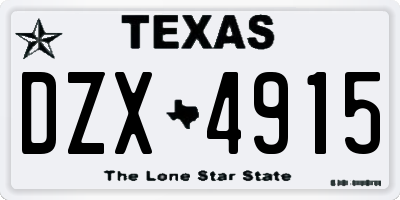 TX license plate DZX4915