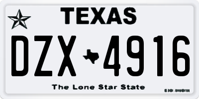TX license plate DZX4916