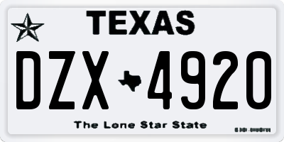 TX license plate DZX4920