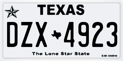 TX license plate DZX4923