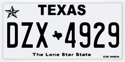 TX license plate DZX4929