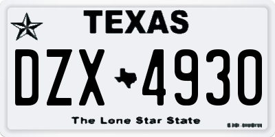 TX license plate DZX4930