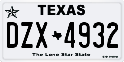 TX license plate DZX4932