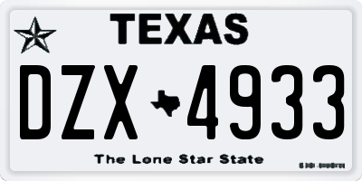 TX license plate DZX4933