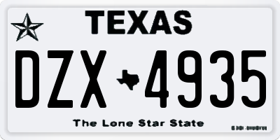 TX license plate DZX4935