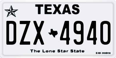 TX license plate DZX4940