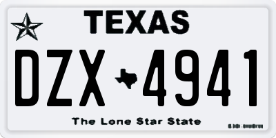 TX license plate DZX4941