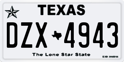 TX license plate DZX4943