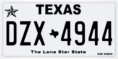 TX license plate DZX4944