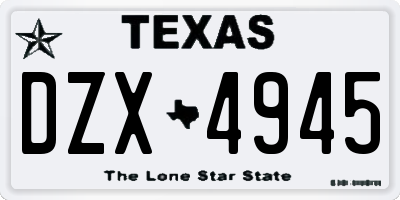 TX license plate DZX4945