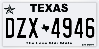 TX license plate DZX4946