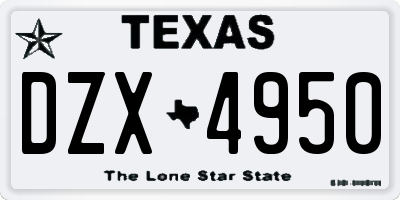 TX license plate DZX4950