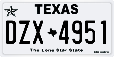 TX license plate DZX4951