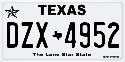 TX license plate DZX4952