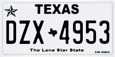 TX license plate DZX4953