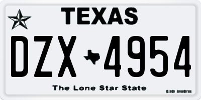 TX license plate DZX4954