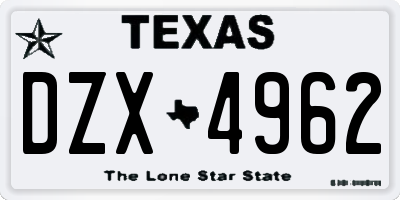 TX license plate DZX4962