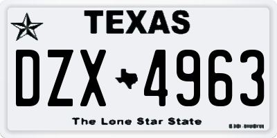 TX license plate DZX4963