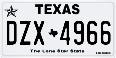 TX license plate DZX4966