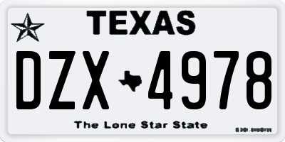 TX license plate DZX4978