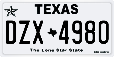 TX license plate DZX4980