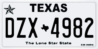 TX license plate DZX4982