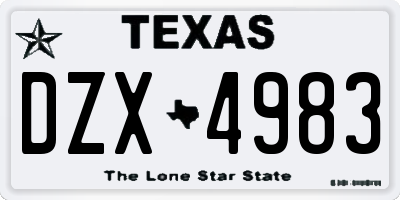 TX license plate DZX4983
