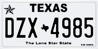 TX license plate DZX4985