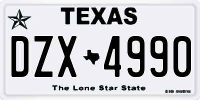 TX license plate DZX4990