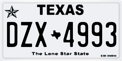 TX license plate DZX4993