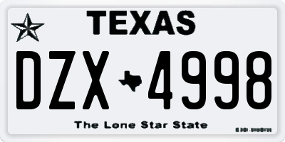 TX license plate DZX4998