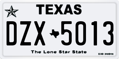 TX license plate DZX5013