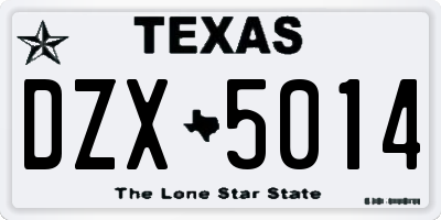 TX license plate DZX5014
