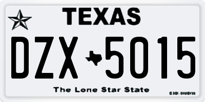TX license plate DZX5015