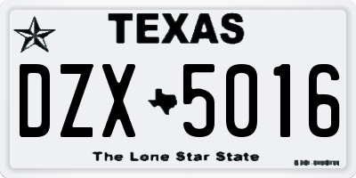 TX license plate DZX5016