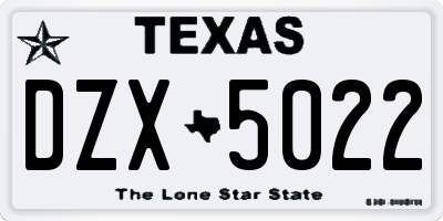 TX license plate DZX5022