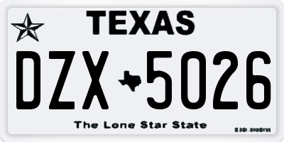 TX license plate DZX5026