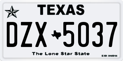 TX license plate DZX5037