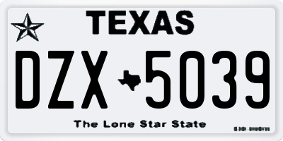 TX license plate DZX5039