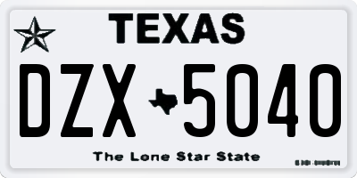 TX license plate DZX5040