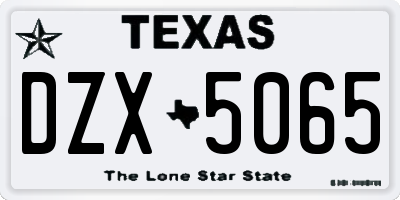TX license plate DZX5065
