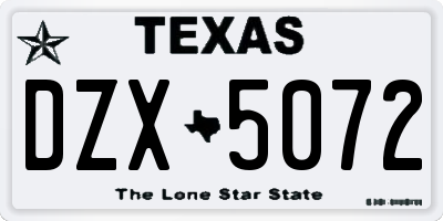 TX license plate DZX5072